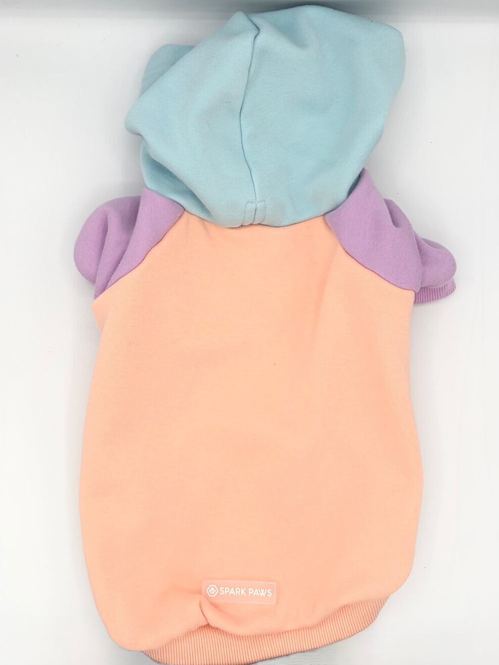 Spark Paws Cotton Candy Pastel Colorblock Pet Hoodie - Peach, Lavender & Mint
